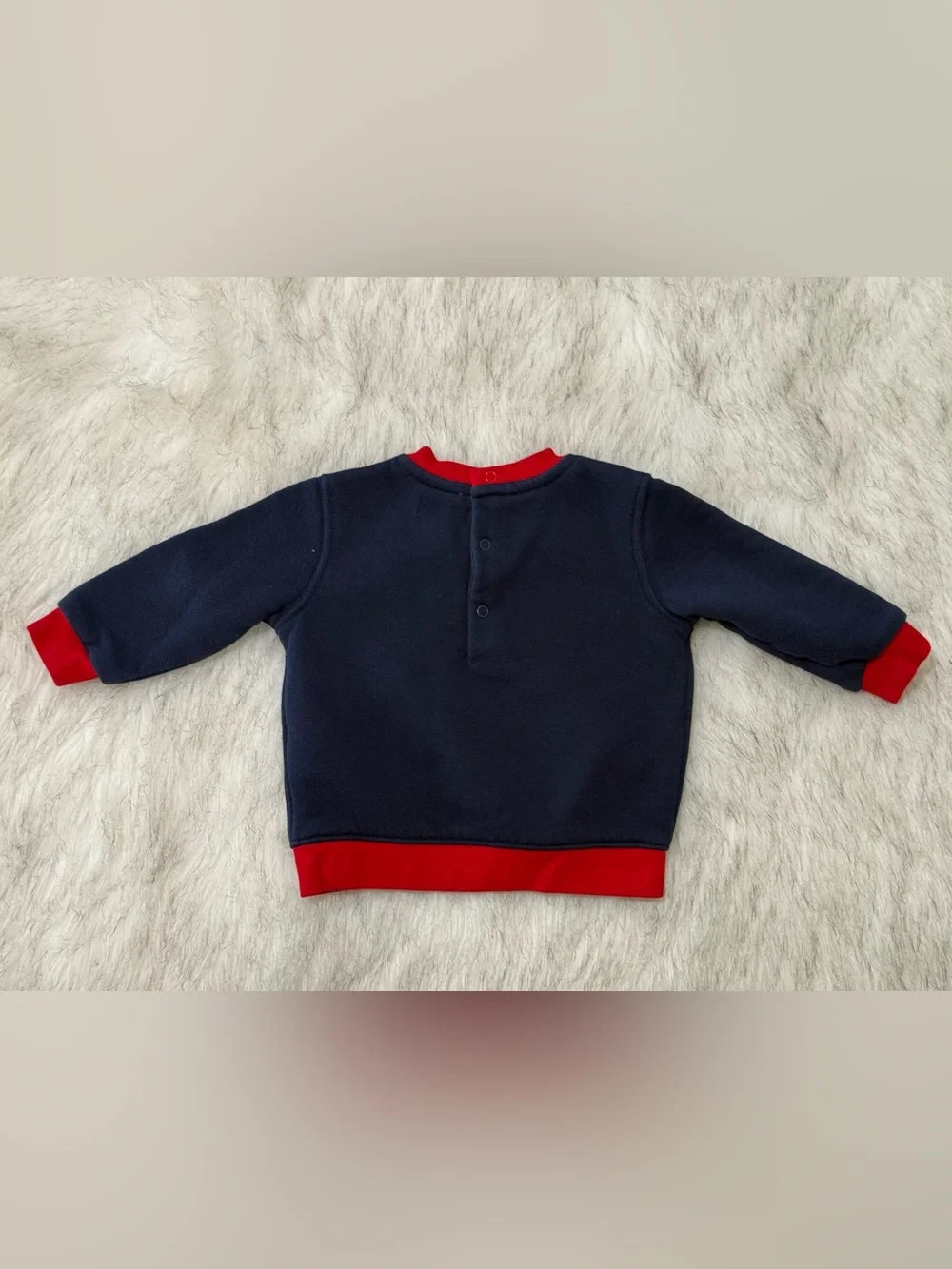 Ralph Lauren Navy & Red Polo Logo Crew Sweatshirt - 6 months